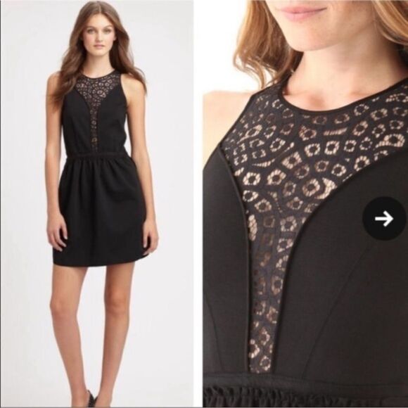 Rebecca Taylor Lace Panel Ponte Dress - Picture 1 of 11